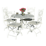 New garden furniture - wrought iron - Arras round table and 4 Lily chairs