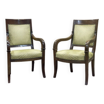 Pair of 19th century Restoration period armchairs in walnut