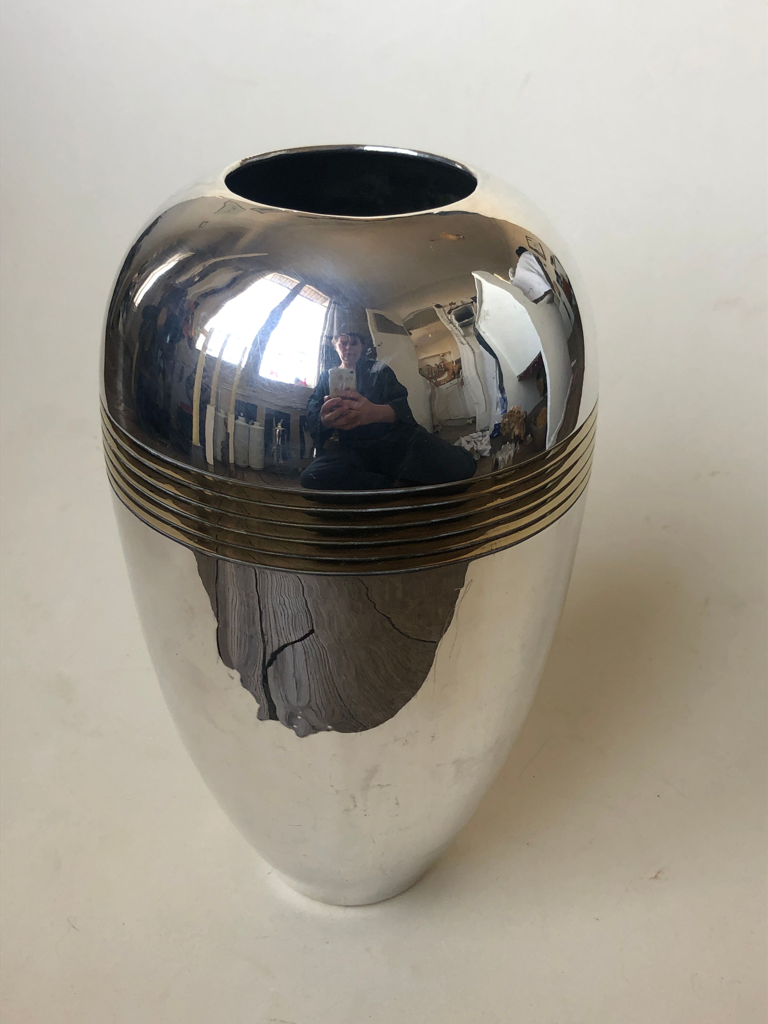 Silver metal vase