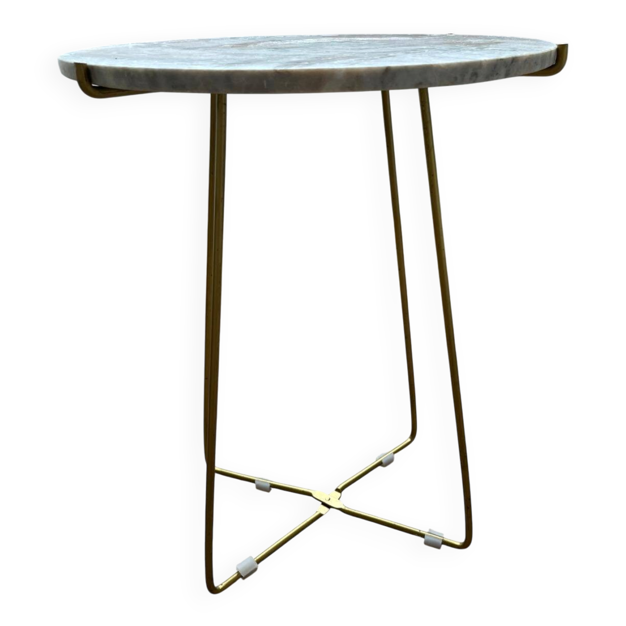 Round marble side table – Golden base – Elegant design