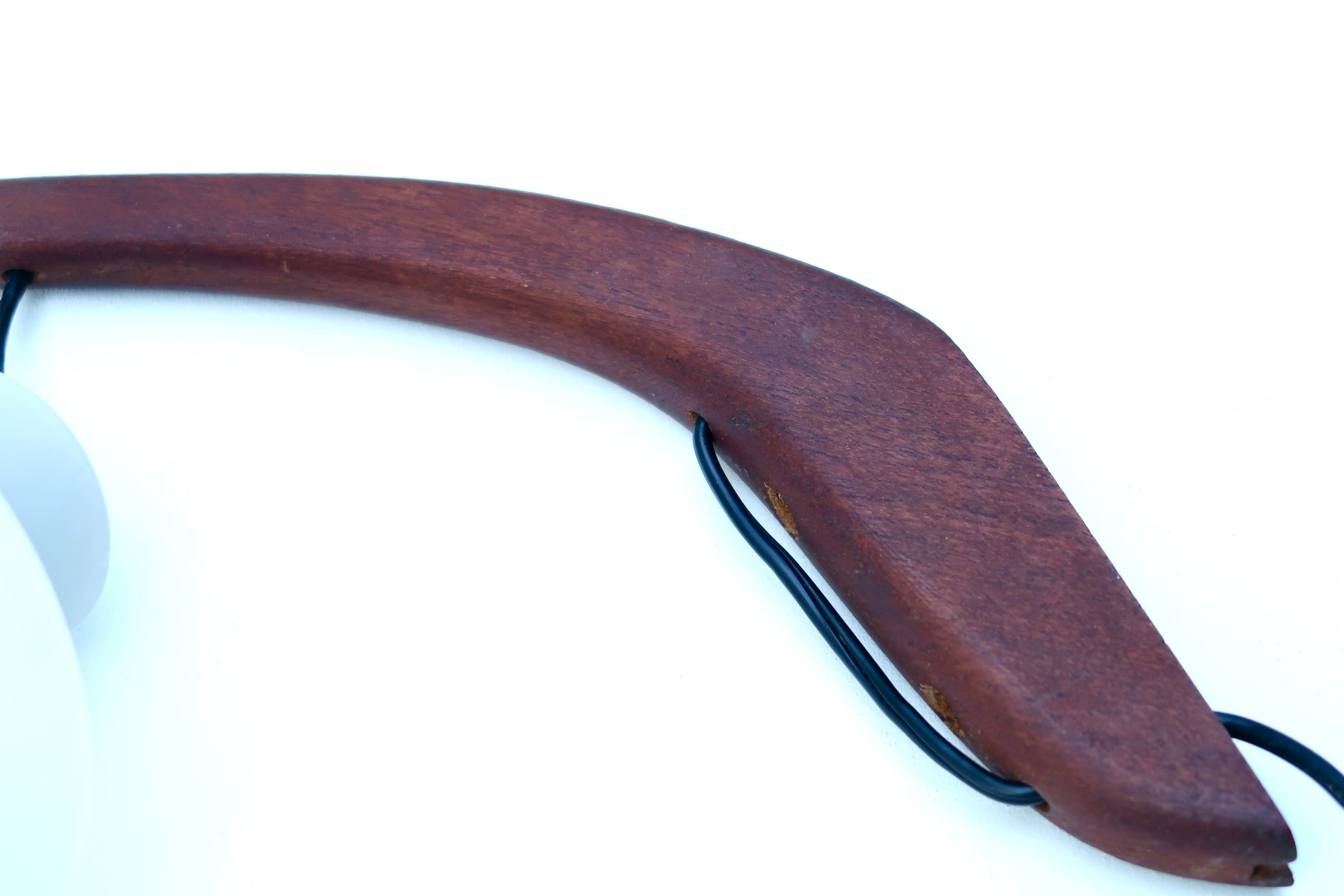 Teak and opaline wall lamp, 60s