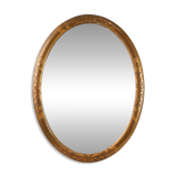 French Art Deco Oval gilded Mirror in Carved Wood, ca. 1920