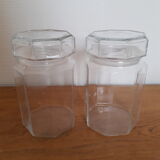 Pair of vintage Luminarc glass jars
