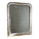 Antique Louis-Philippe Mirror, 19th Century, Shabby Silver Patina