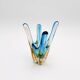 Murano Sommerso Blue Turquoise & Amber Vase Sculpture with 4 Branches 19.5cm