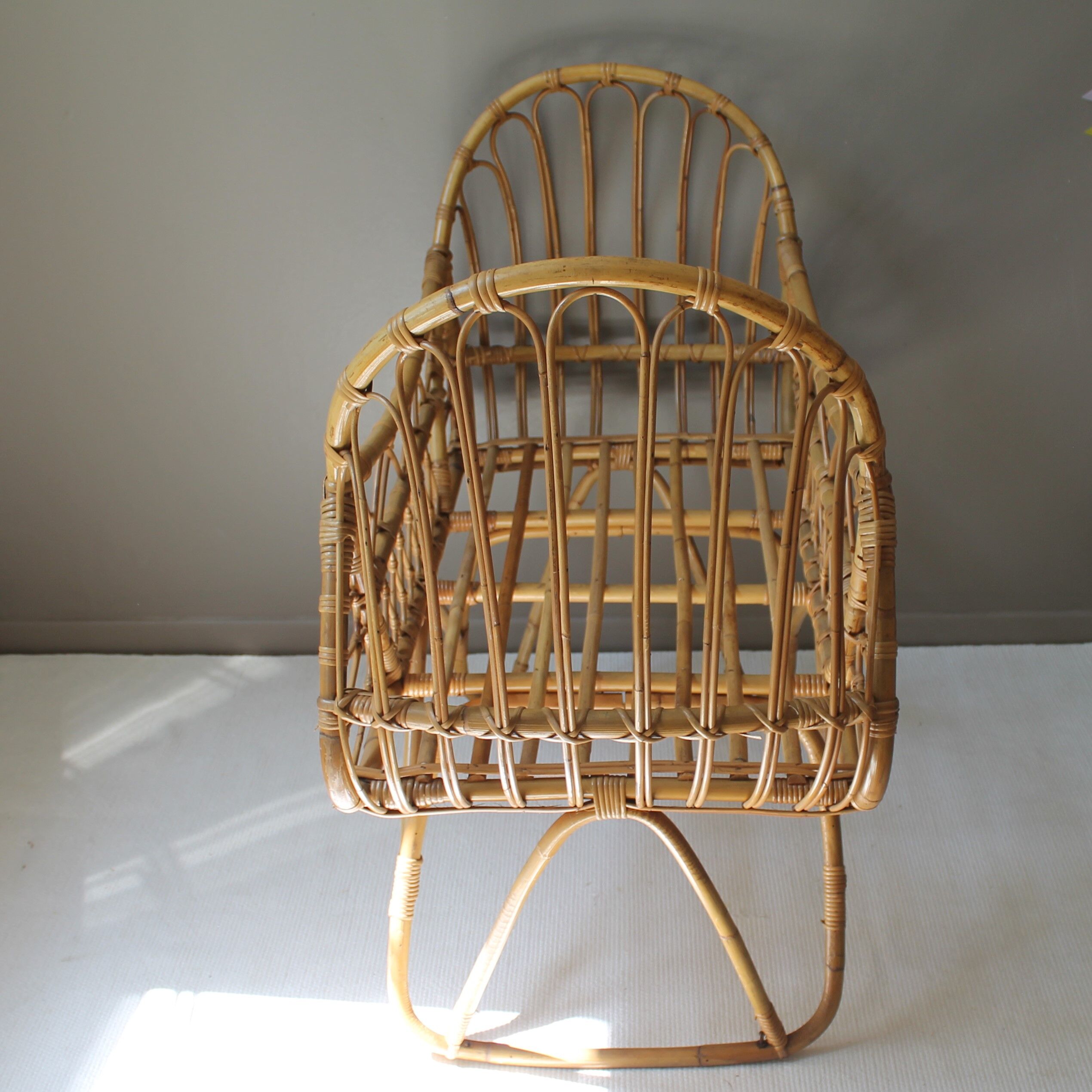 Vintage rattan cradle