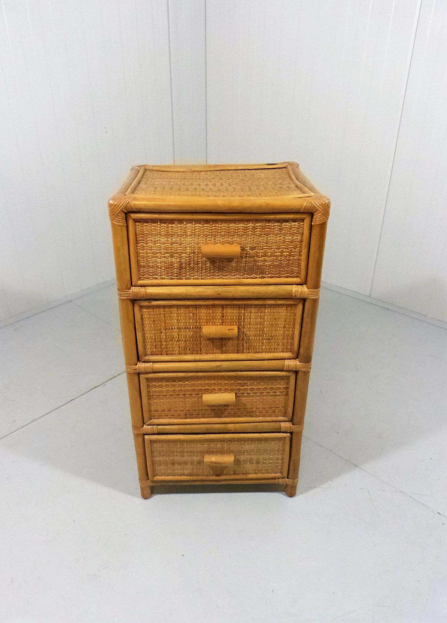 Rattan and wicker chest of drawers, 1970s