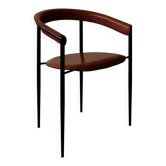 Chaise de salle à manger vintage en cuir Arrben Italie, années 1980