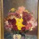 Old painting, still life with Dahlias, signed E Boudet late nineteenth century.