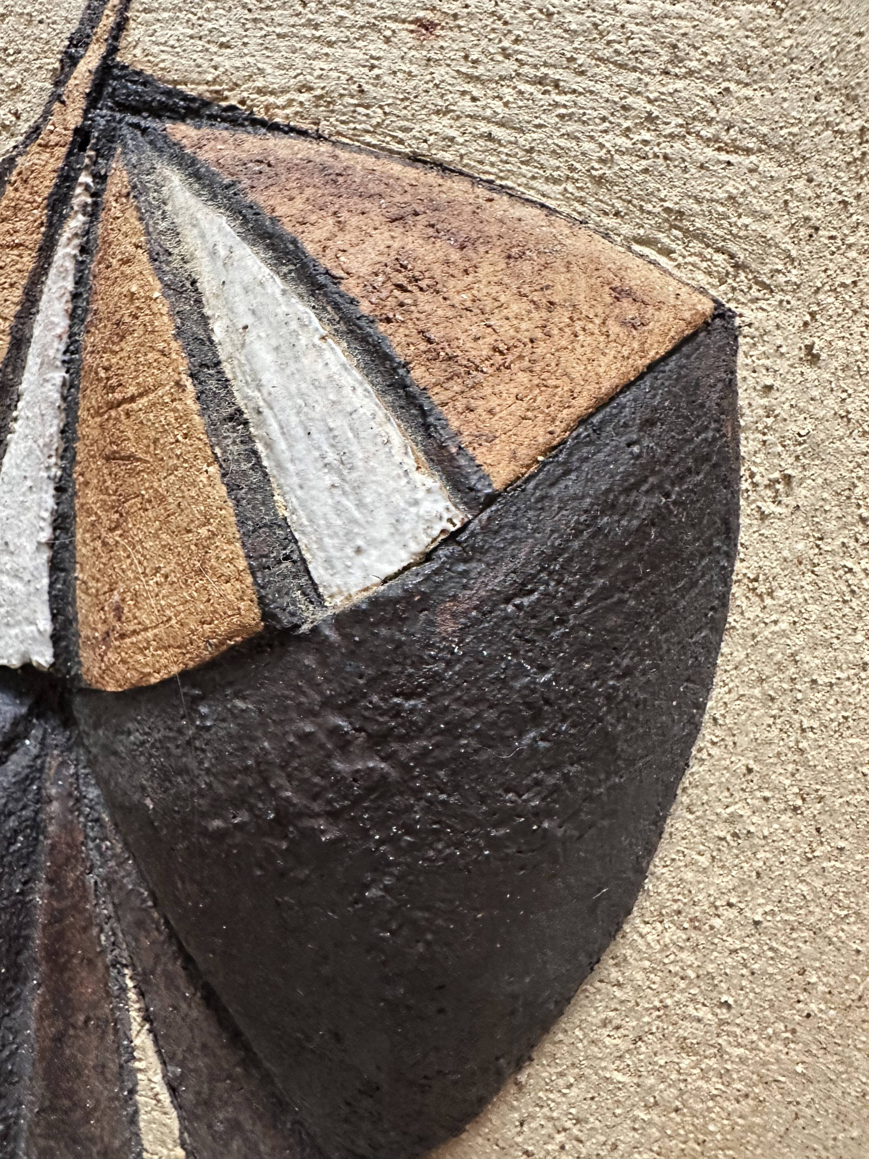 Abstract artist wall sculpture in sandstone. Denmark, 1980s.