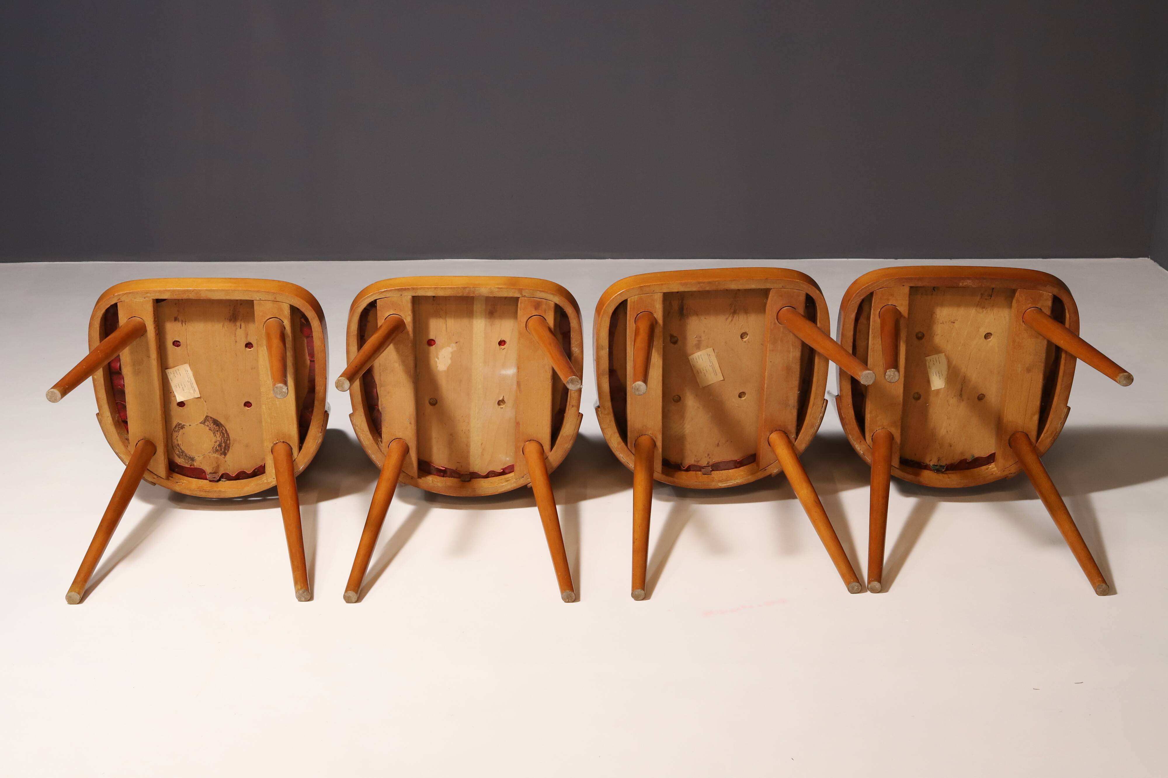 Mid century color dining chairs  1960´s, Czechoslovakia, set of 18