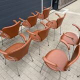10x armchairs with arms, series 7 Butterfly Fritz Hansen by Arne Jacobsen in Cognac leather, in perfect condition.