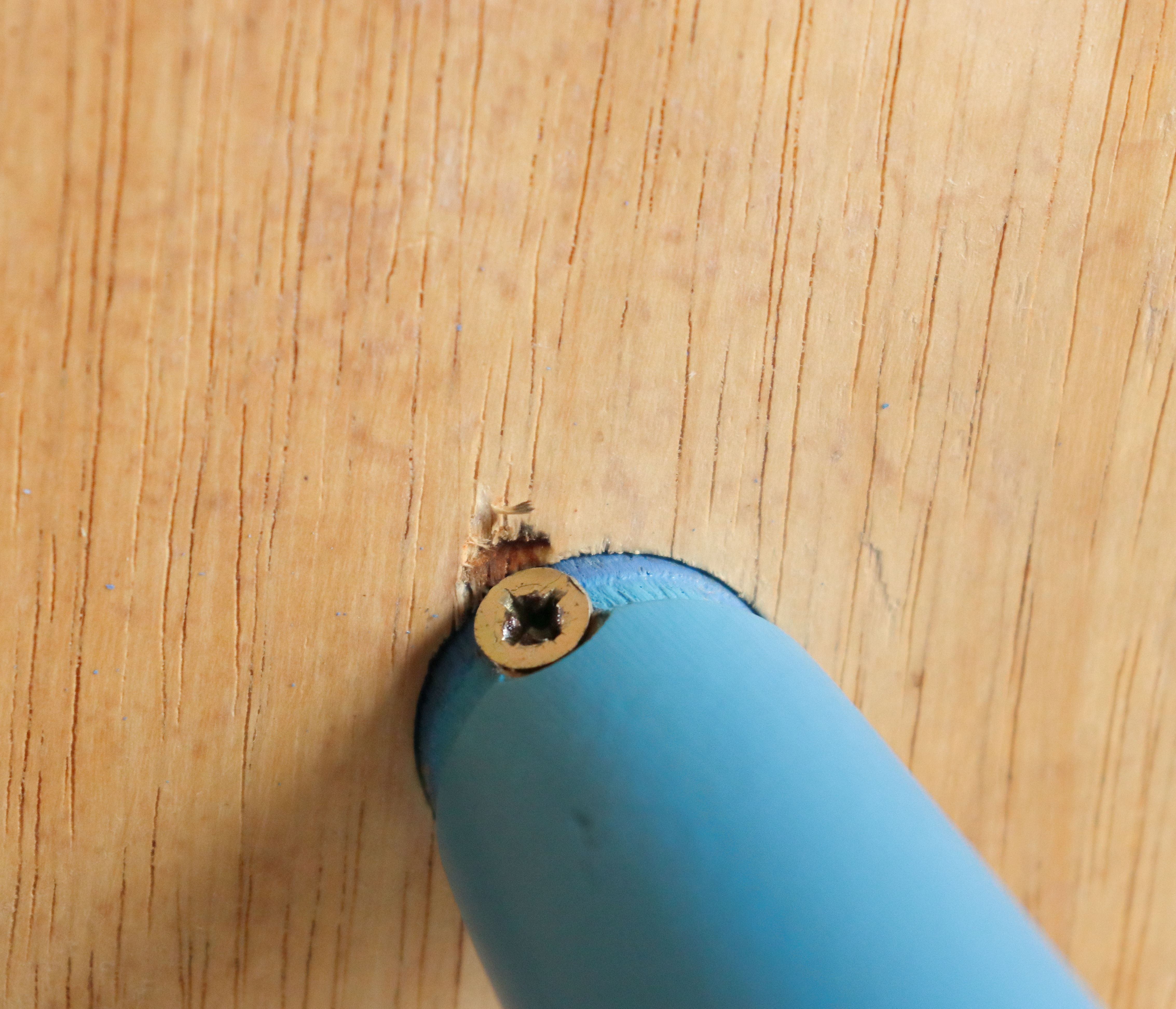 Pair of vintage Scandinavian Windsor chairs with blue bars