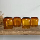 4 vintage amber bubble glasses