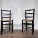 Paire de chaises brutaliste bois paille