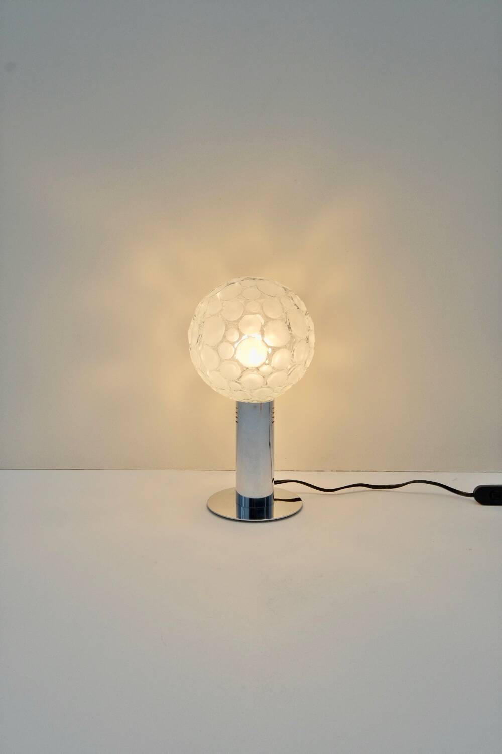 Glass and chrome lamp, Italy 1970