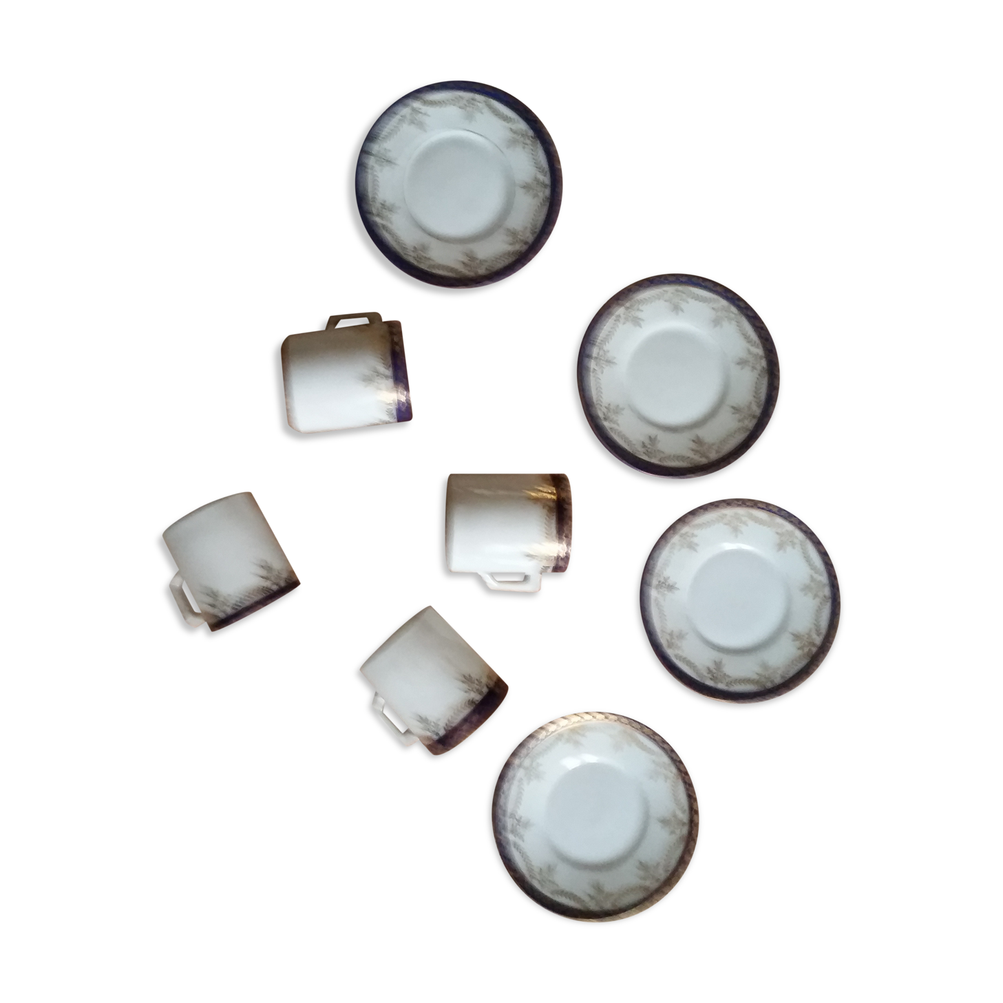 Porcelain coffee service, set of 4 cups and 4 saucers