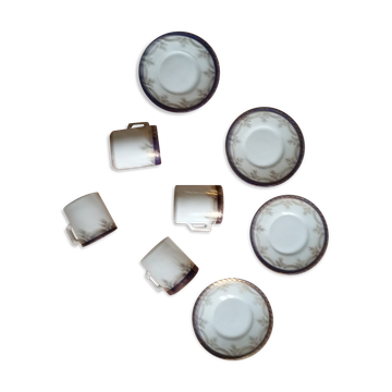 Porcelain coffee service, set of 4 cups and 4 saucers