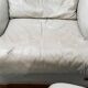 Pair of vintage armchairs in grey leather and wood, 1950s modernism