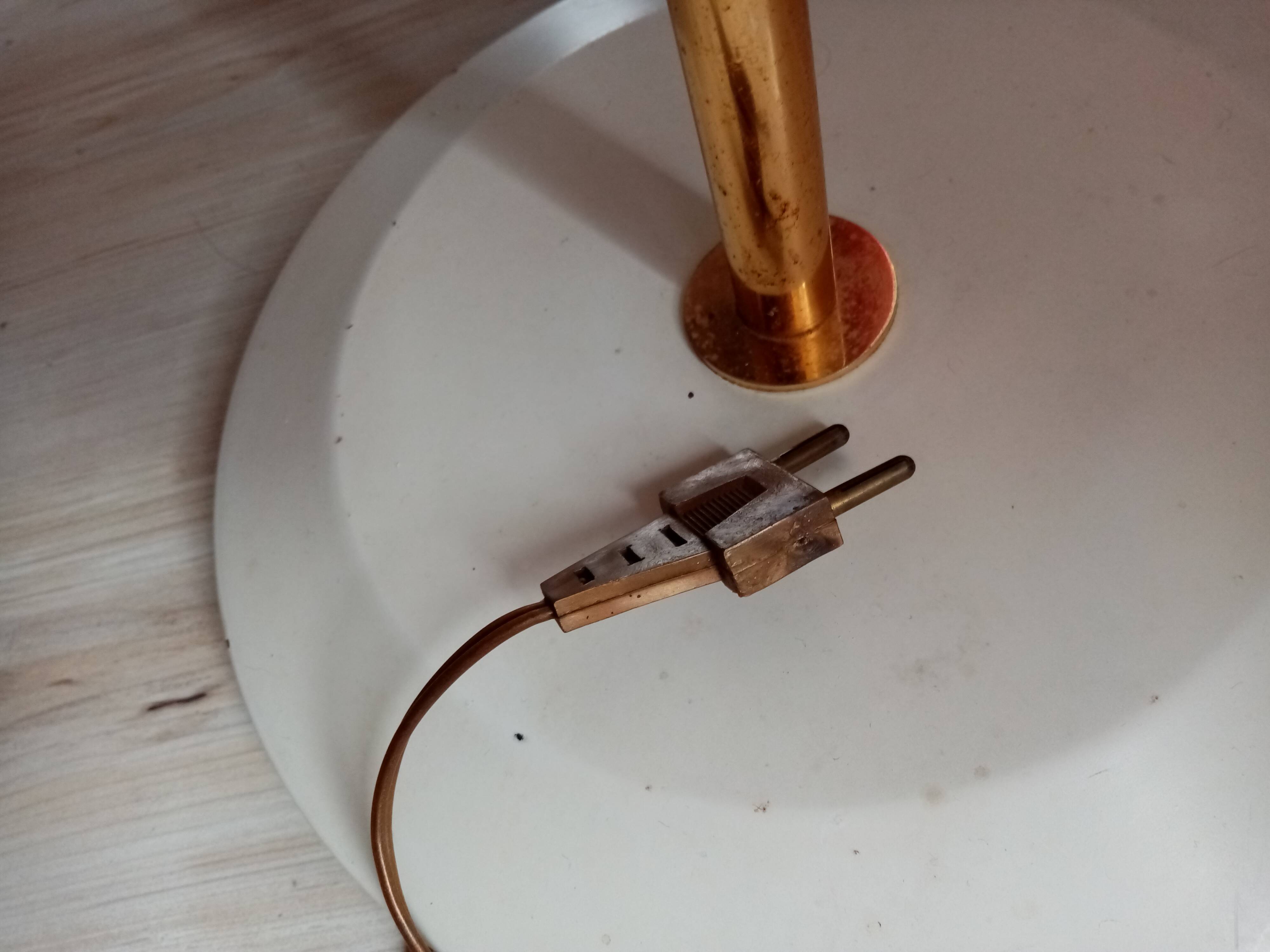 Vintage floor lamp with two-tone opaline balls