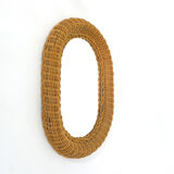 Mirror with thick wicker frame, 54x38 cm.