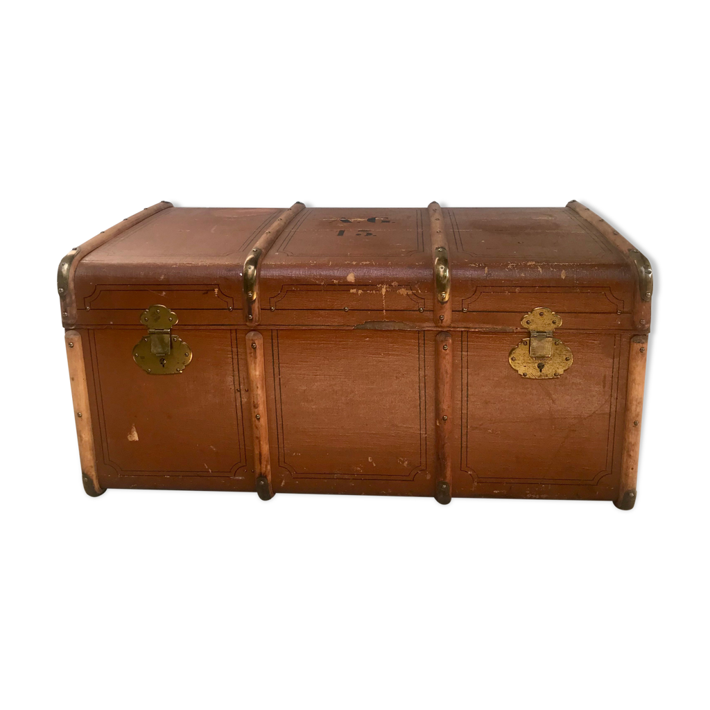 Ancienne Malle De Voyage En Bois – Style Pirate / Coffre – Dimensions 79,5 X 36,5 X 32,5 Cm