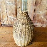Vintage braided rattan bottle duo