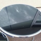 Round coffee table in glass and vintage chrome