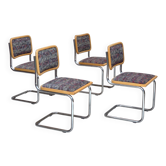 1970s, set of 4 pcs Italian dining chairs in Bauhaus style.