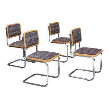 Chaises de salle à manger italiennes des années 1970, ensemble de 4 pièces dans le style Bauhaus.