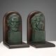 Vintage pair of bronze and wood bookends Verdi Chopin design 1960s-1970s