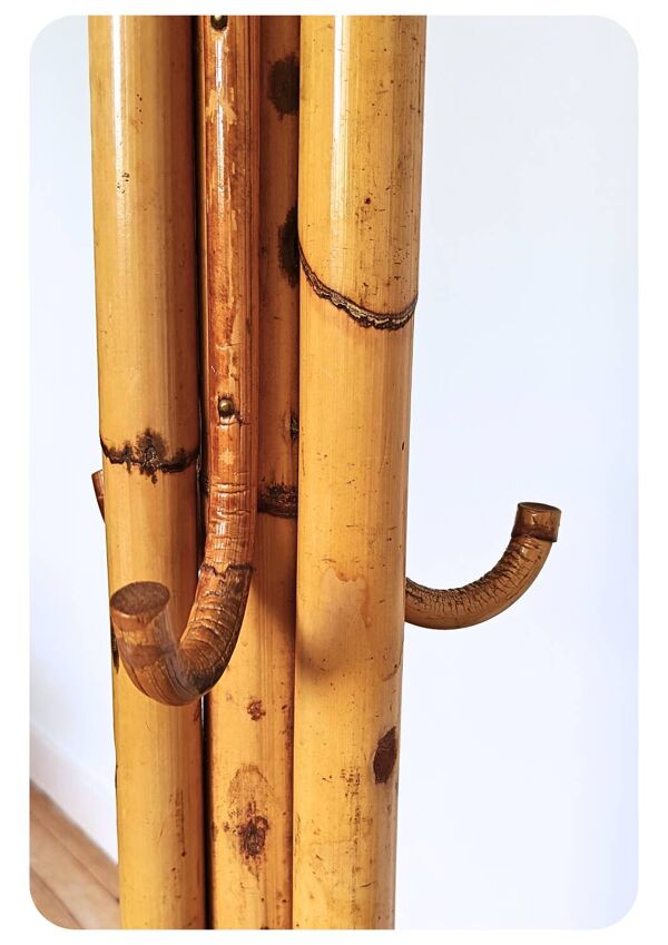 Porte-manteau perroquet en bambou vintage