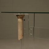 Italian Modern Plexiglass Console Table with Roman Column Details 1980s