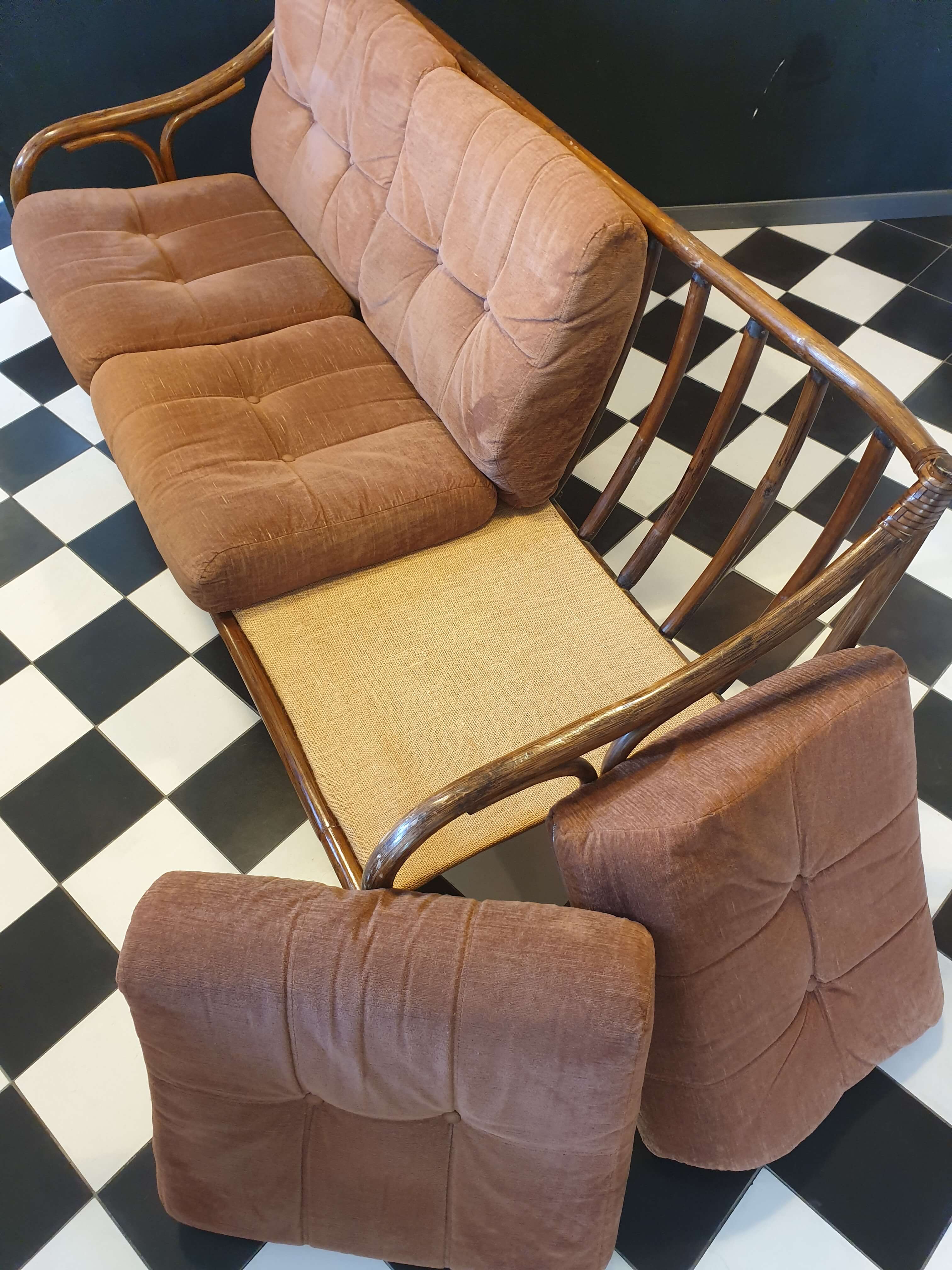 3-seater bamboo sofa