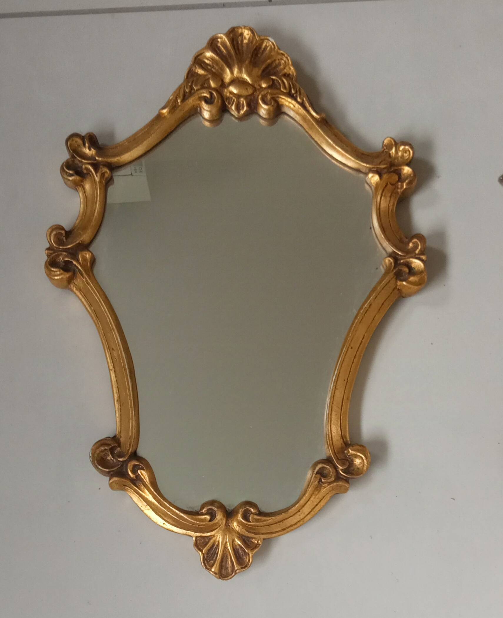 Antique shell mirror, gilded, Louis XV style