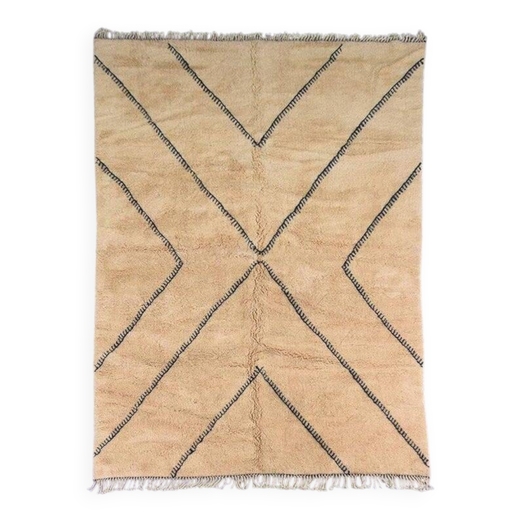 Handmade beige Berber rug: 150/250cm