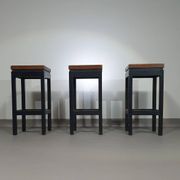 3 x tabourets de construction en chêne années 1960