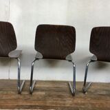 Series of 5 retro vintage stackable chairs flototto pagholz by adam stegner 1960 1970