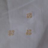 Square linen tablecloth, yellow embroidery by hand