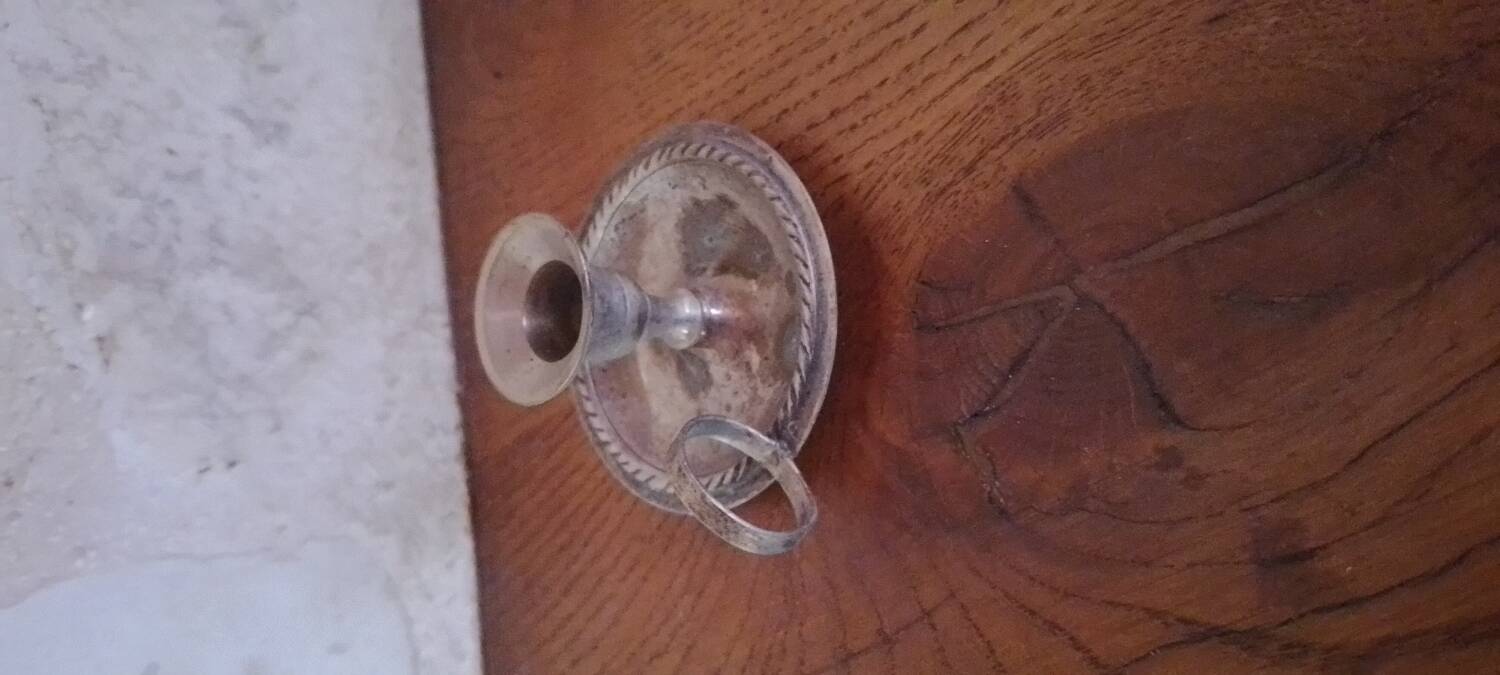 Mini silver metal candle holder