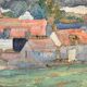 Painting “Village”, Oil on canvas signed.