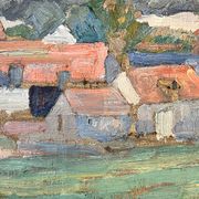 Painting “Village”, Oil on canvas signed.