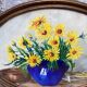 Art Deco still life of yellow daisies