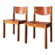 Paire de chaises orme et cuir Maison Regain