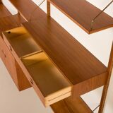 Hansen and Guldborg extra wide shelving unit in teak, 1960s