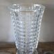 Vintage transparent cut glass pedestal vase