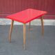 Vintage bistro table wooden table and red formica feet compass, kitchen, countryside