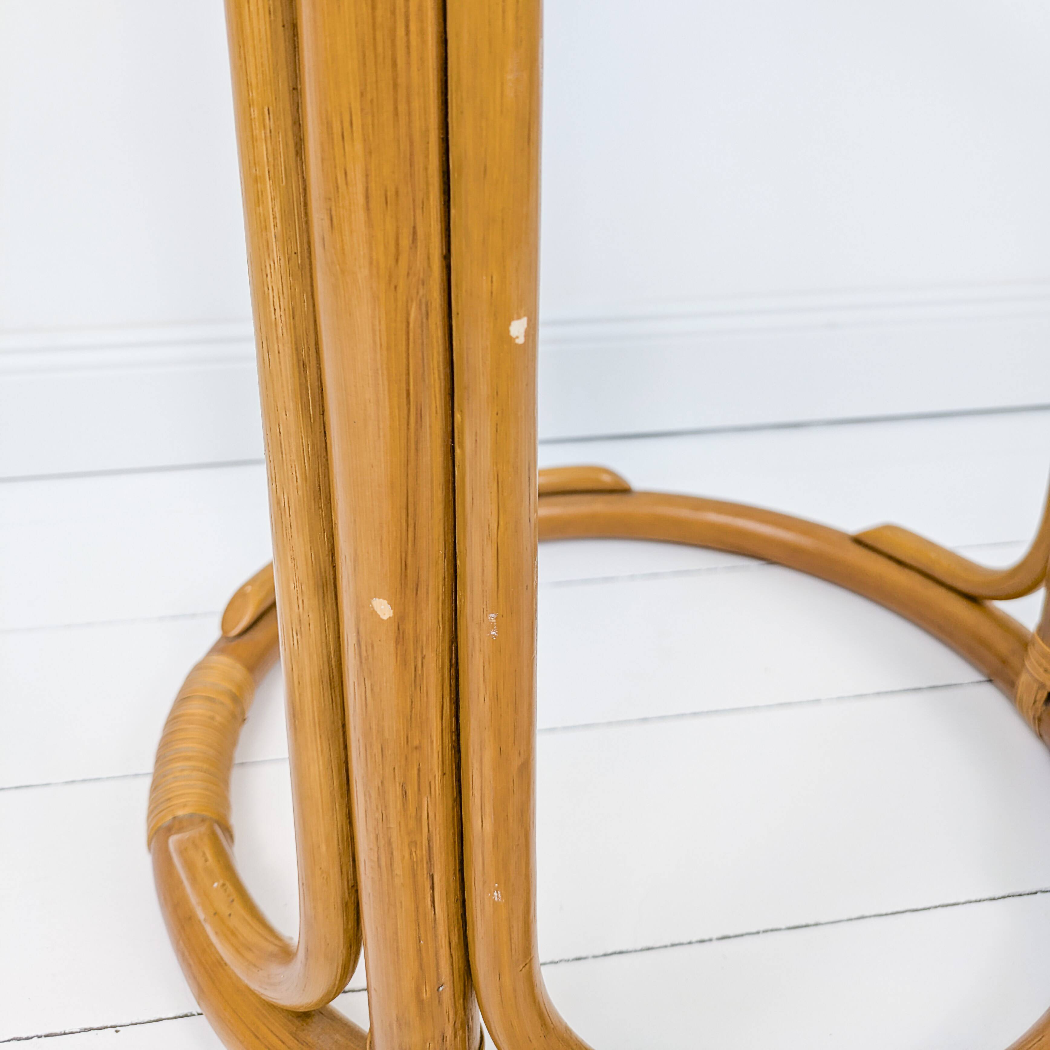 Table d'appoint bambou rond plateau en verre table basse midcentury boho salon petite table marron