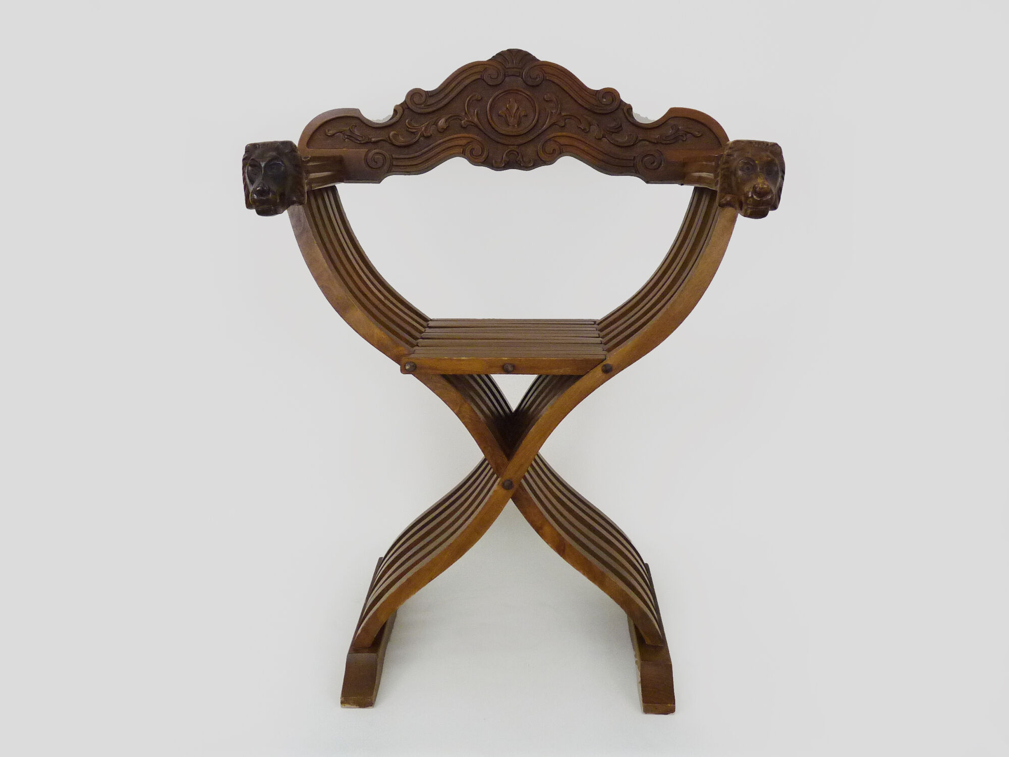 Chaise Savonarola vintage en noyer, Italie, 1970s