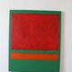 Red on green unique acrylic painting